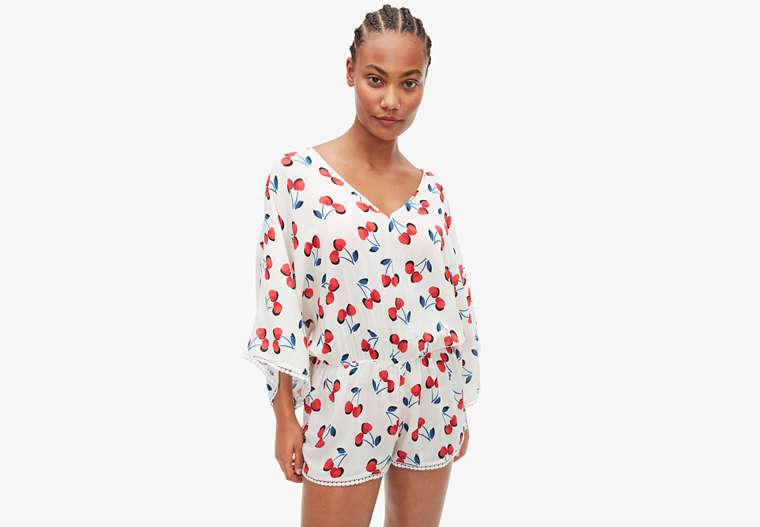 Cherry Toss Romper, Parchment, Product image number 0