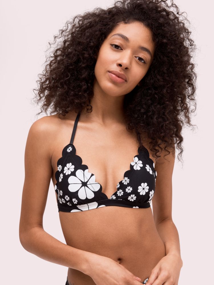 Women's black spade flower triangle bikini top | Kate Spade New York NL
