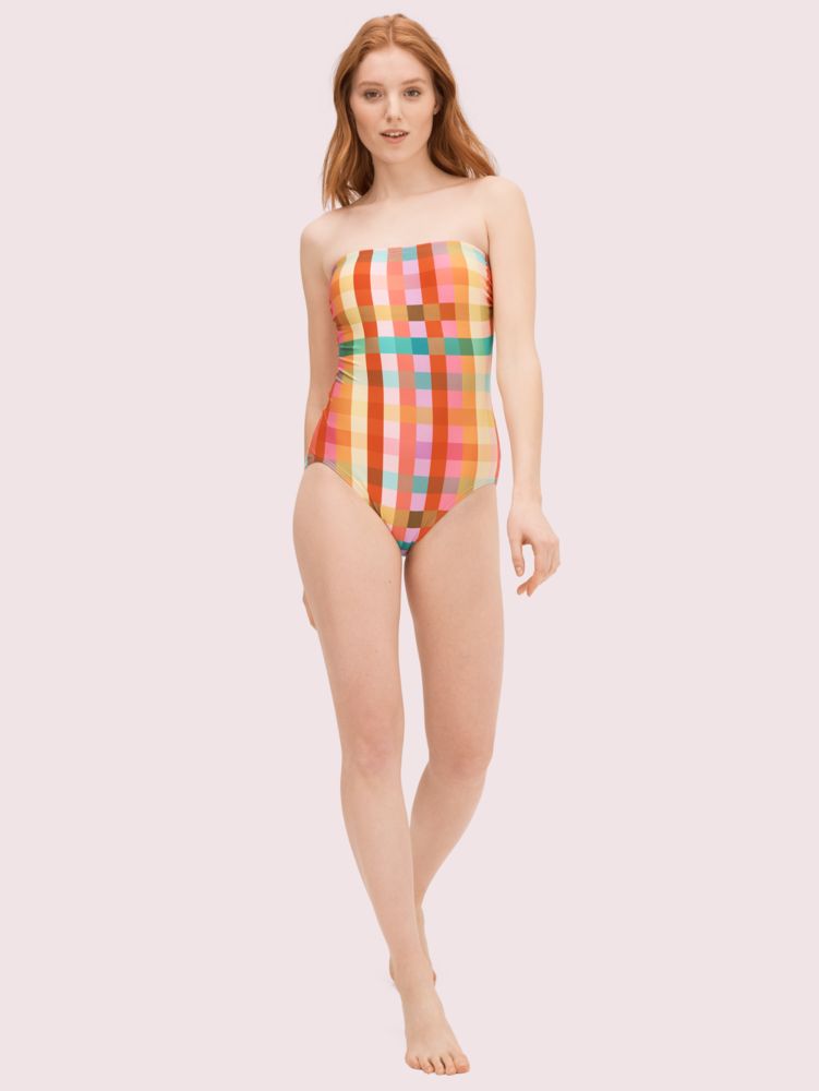 Garden Plaid Classic Bandeau One Piece | Kate Spade New York