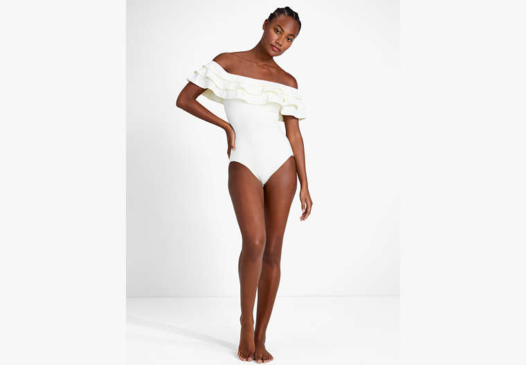 Palm Beach Ruffle Off-the-shoulder One-piece, Natural, Product image number 0