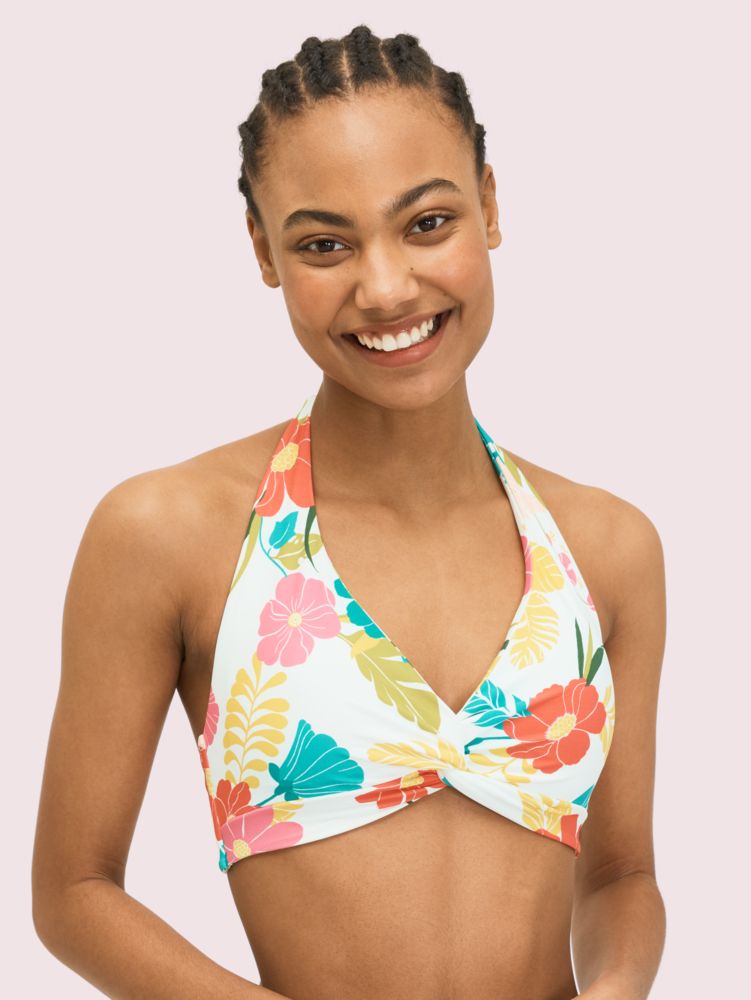 Tropical Floral Knotted Halter Bikini Top | Kate Spade New York