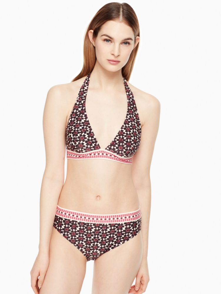 Coronado Beach Halter Bikini Top, Red Print, Product