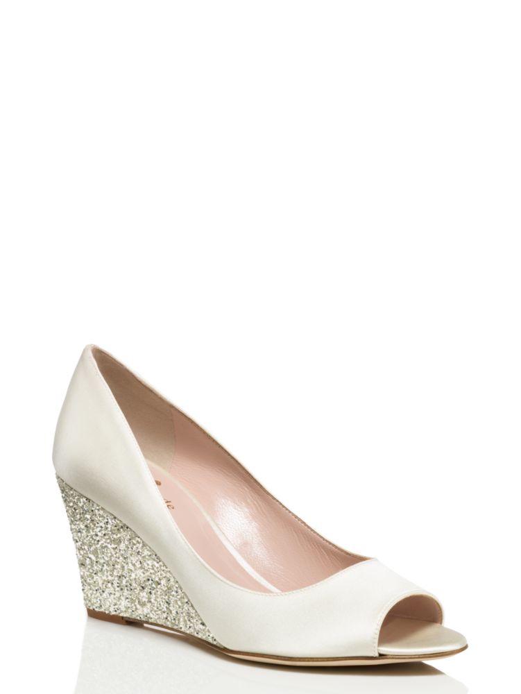 silver wedge evening shoes