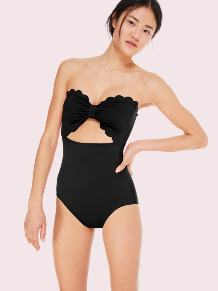 Women's black marina piccola cut out bandeau one-piece swimsuit | Kate Spade  New York UK