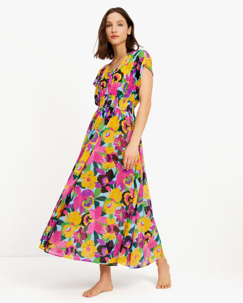 Shop Kate Spade Orchid Bloom Maxi Cover Up Dress In Multi
