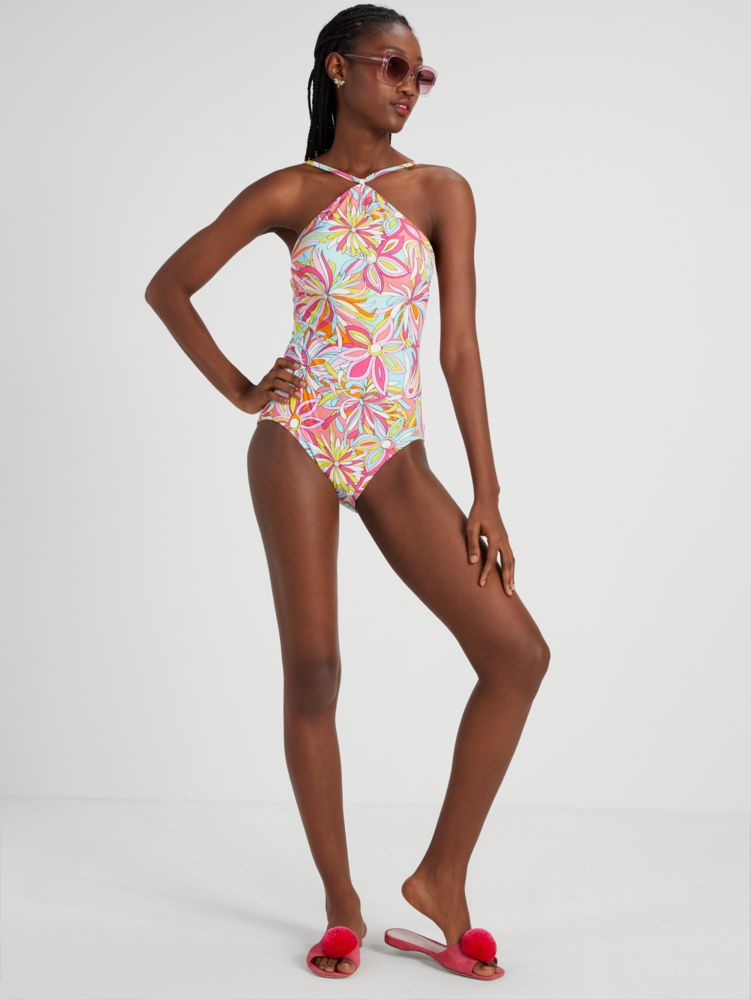 Kate Spade Anemone Floral Halter One-piece. 1