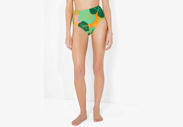 Cucumber Floral High-waist Bikini Bottom, PEARL PINK MULTI, Product image number 0