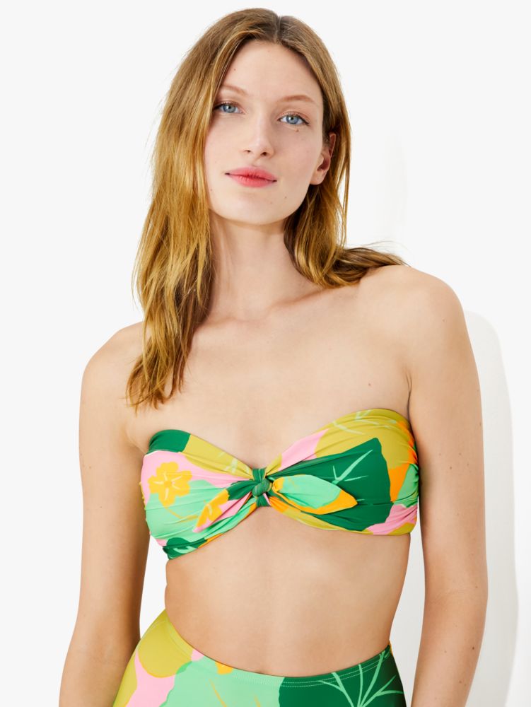 Cucumber Floral Tie Bandeau Bikini Top | Kate Spade New York