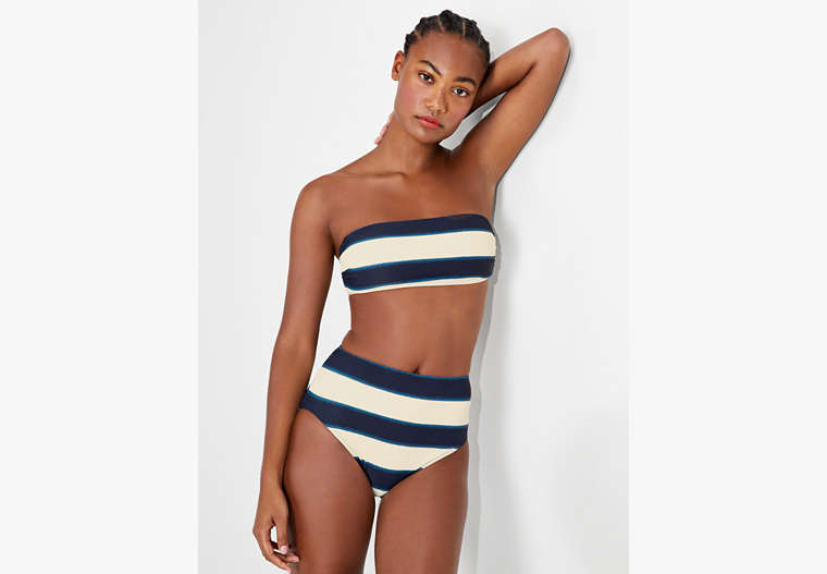 Awning Stripe Bandeau Bikini Top, Rich Navy Multi, Product image number 0