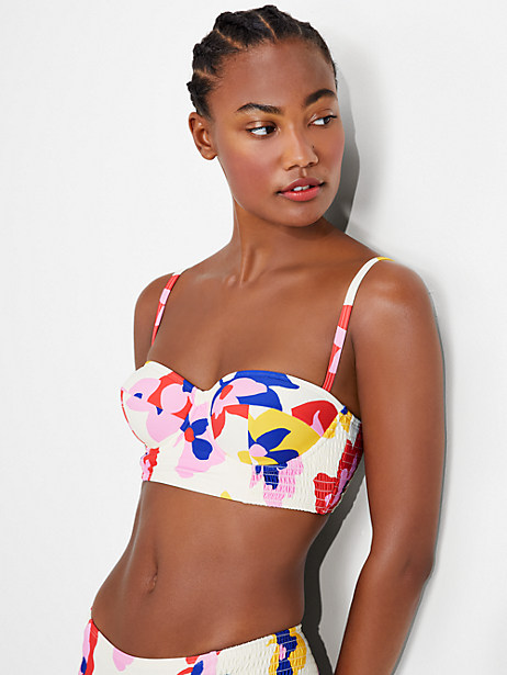 summer floral smocked underwire bralette bikini top