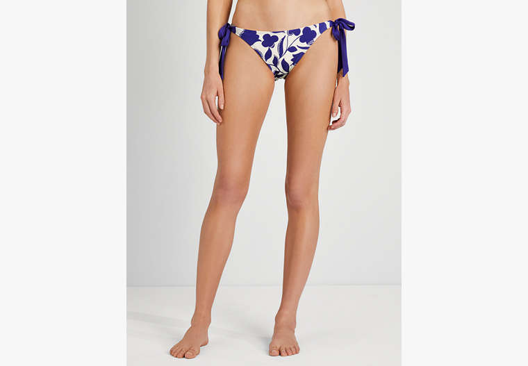 Zigzag Floral Side-bow Bikini Bottom, DENIM, Product image number 0