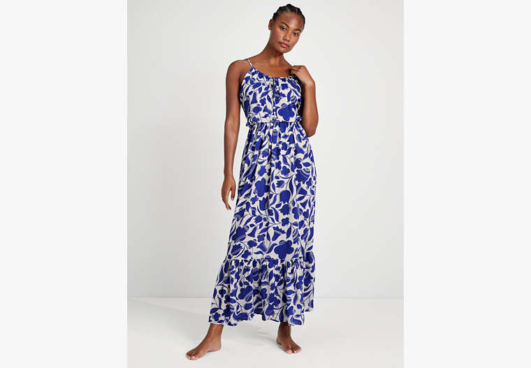 Zigzag Floral Cover-up Maxi Dress, DENIM, Product image number 0