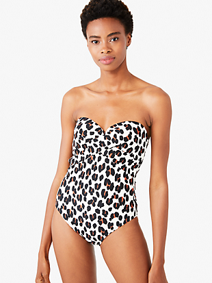 fiji feline molded-cup bandeau one-piece by kate spade new york non-hover view