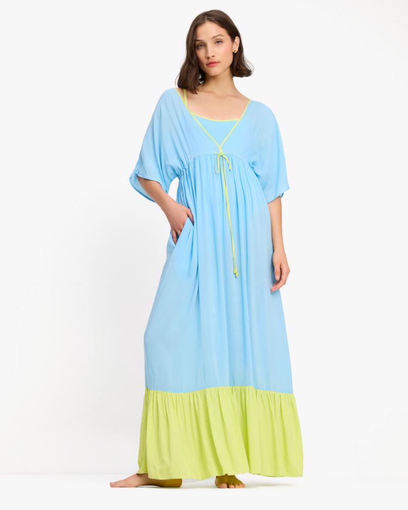 Shop Kate Spade Colorblock Midi Cover Up Dress In Spring Water