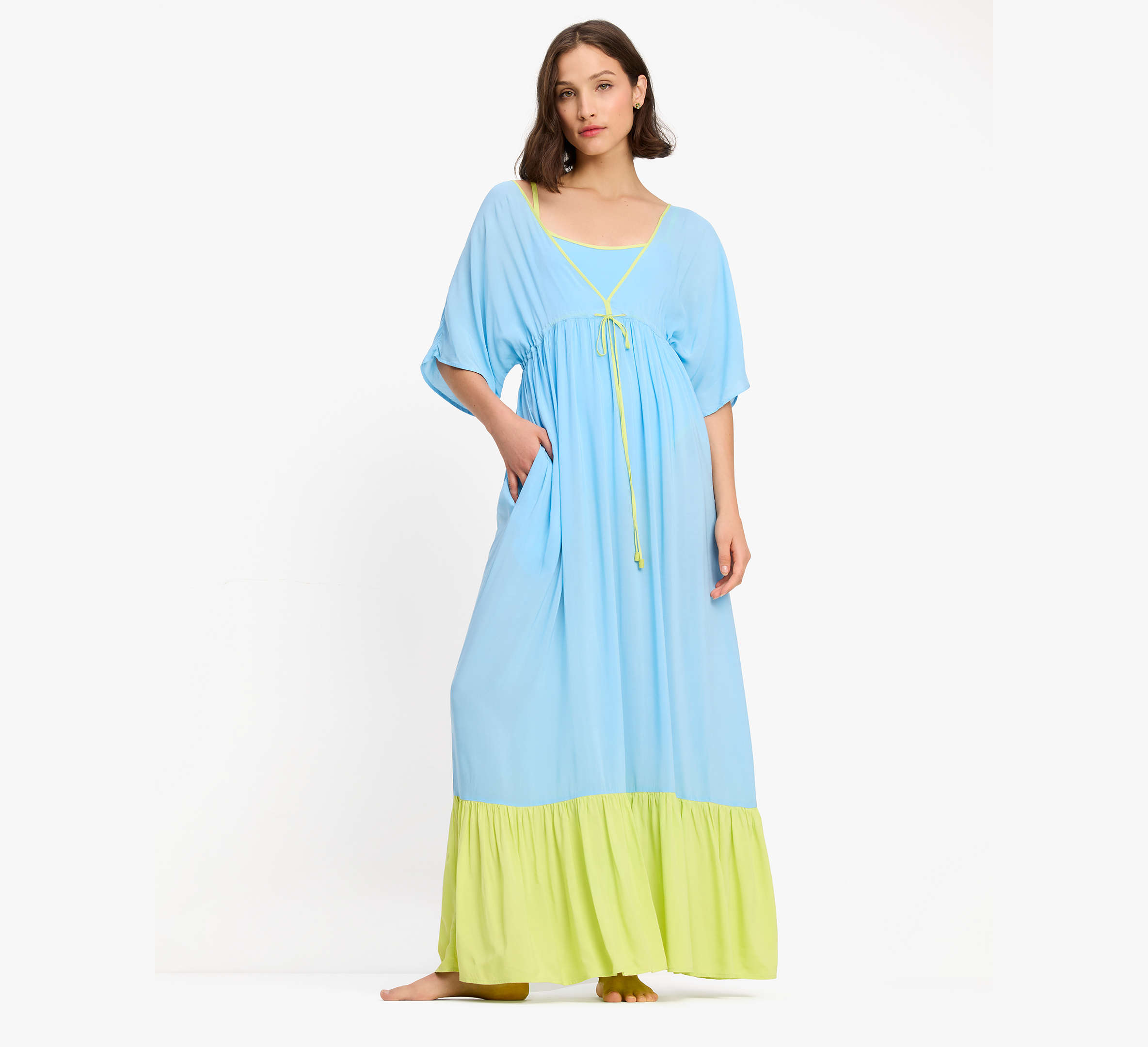 Shop Kate Spade Colorblock Midi Cover Up Dress In Spring Water