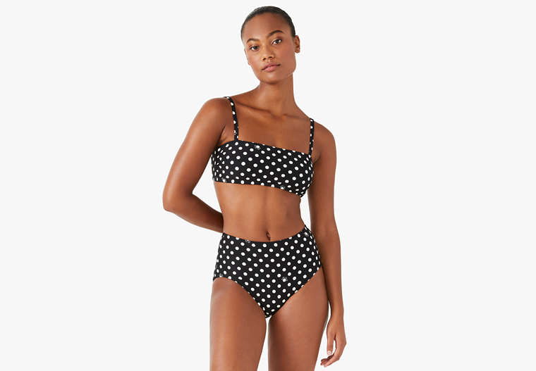 Lia Dot Square-neck Bikini Top, Black / Glitter, Product image number 0