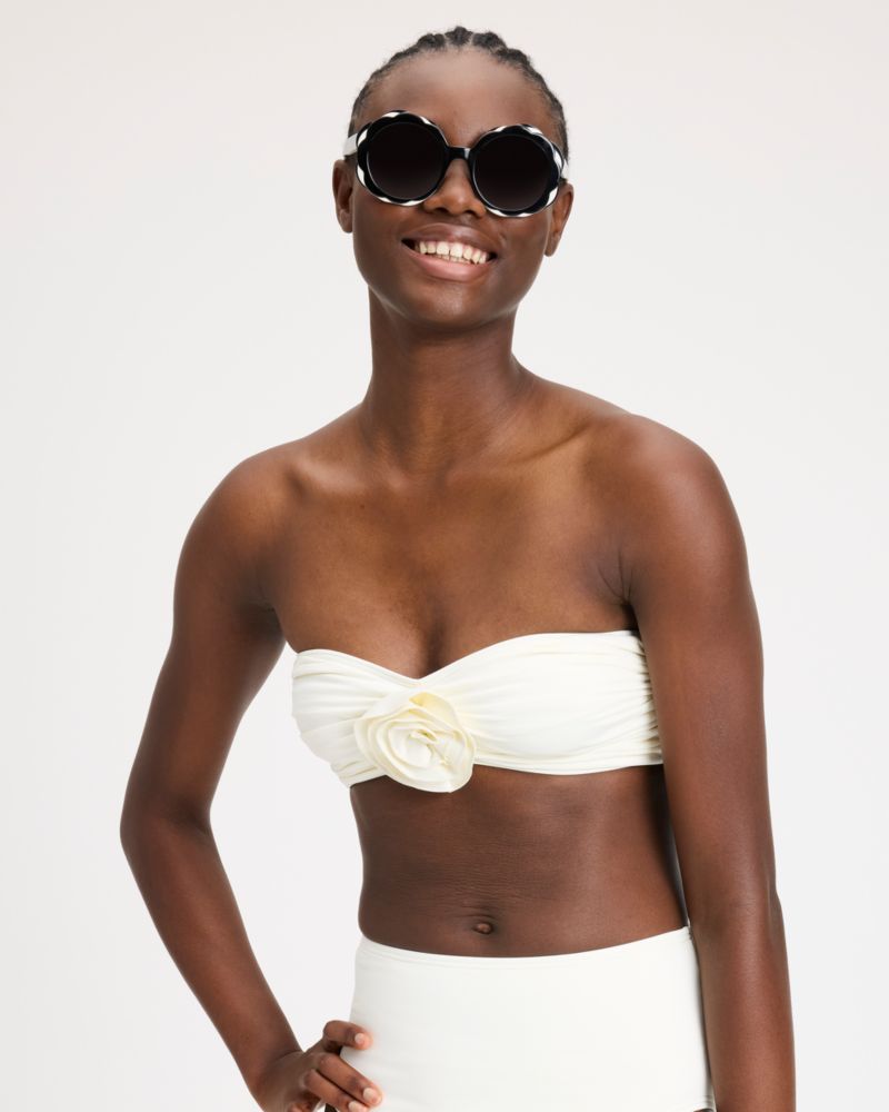 Kate Spade Rosette Bandeau Top In Cream