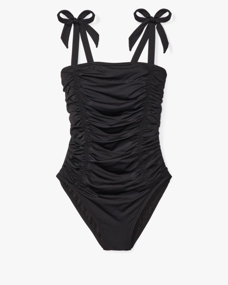 Kate Spade Shirred One Piece In Black