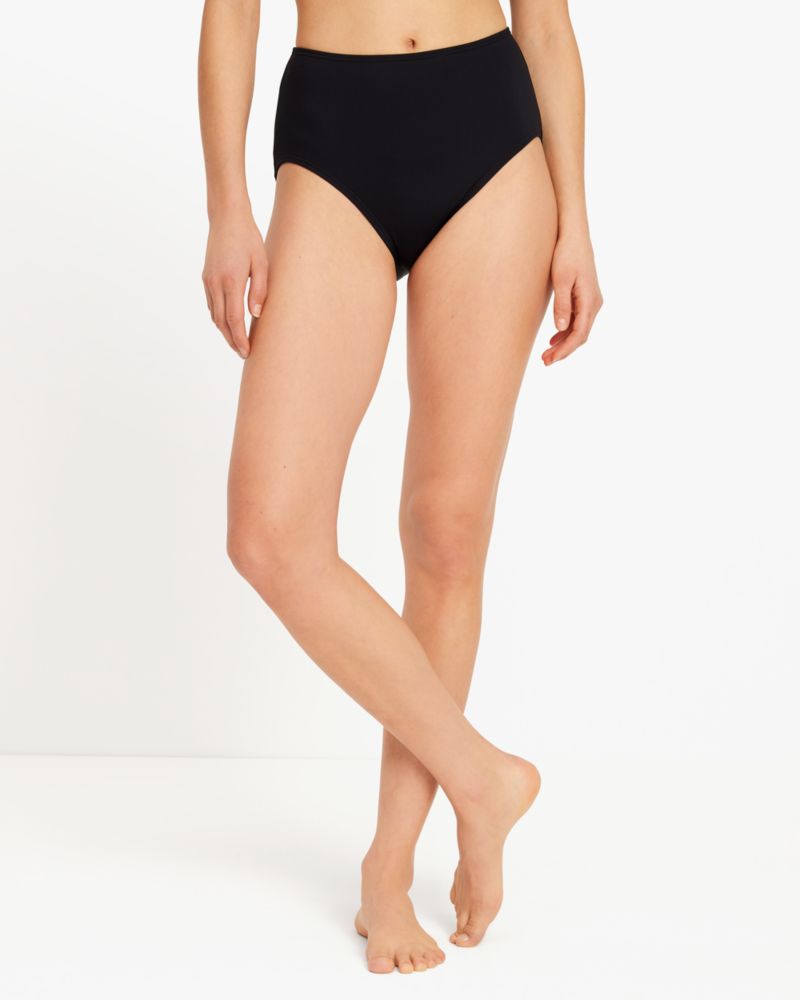 Shop Kate Spade High-waist Bikini Bottom In Black