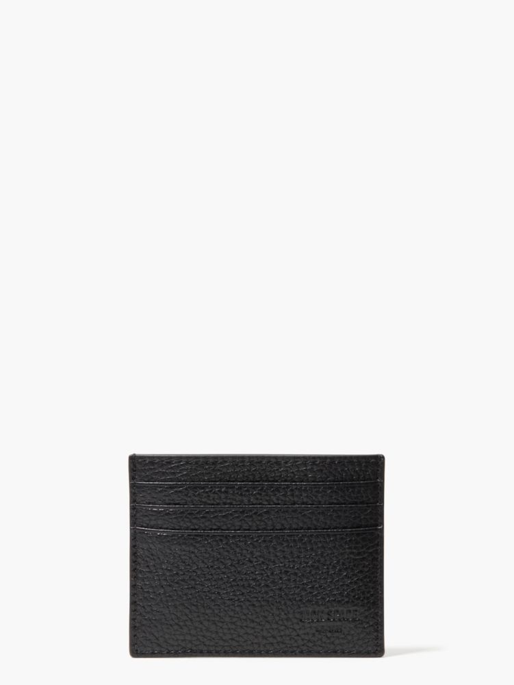 SAINT LAURENT - Branded pebbled leather card holder