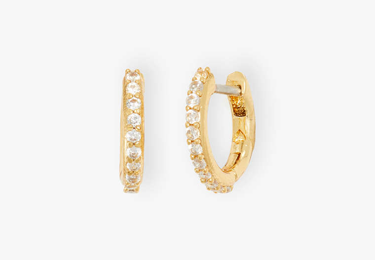 Tiny Twinkles Pavé Mini Hoops, Clear/Gold, Product
