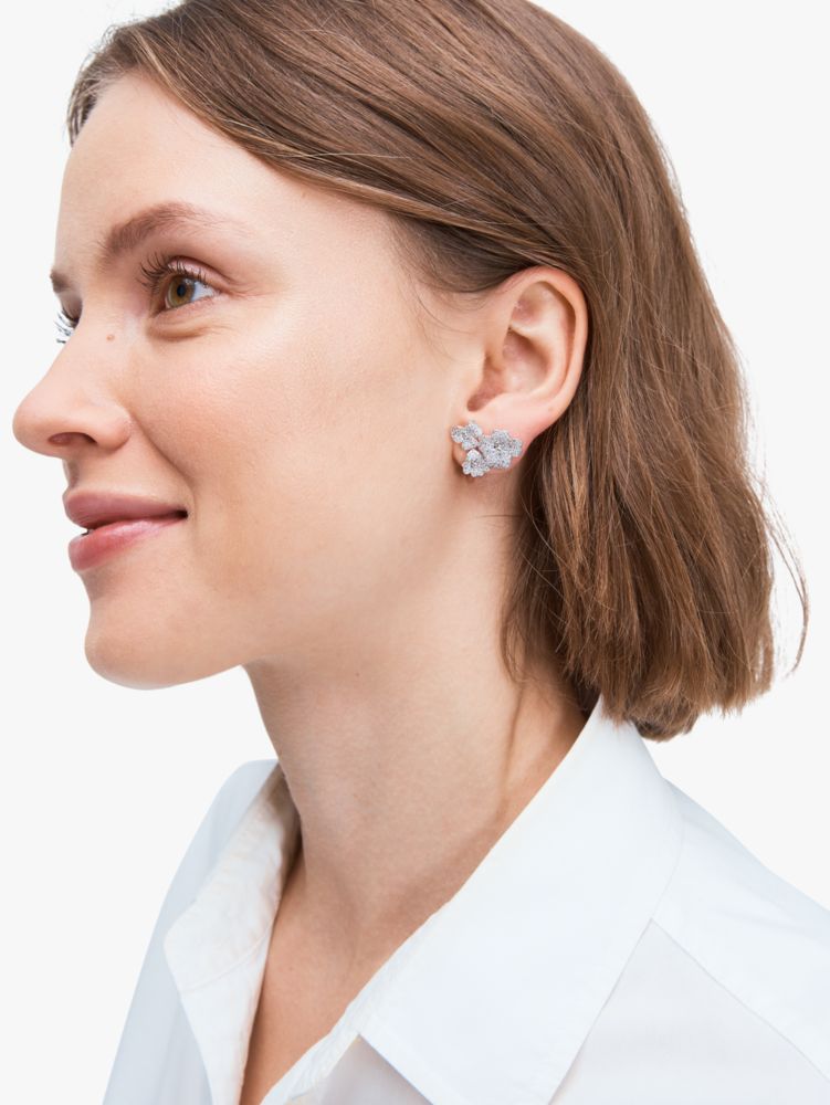 Precious Pansy Pavé Statement Studs, Classic Saddle, Product