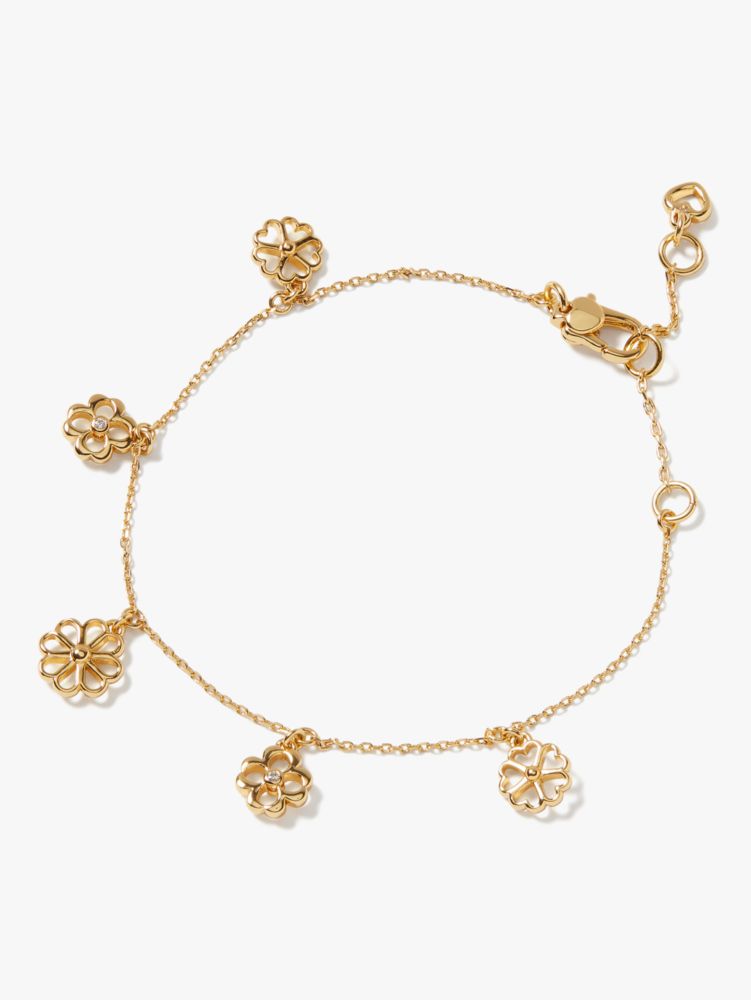 spade floral charm bracelet, CLEAR/GOLD, Product