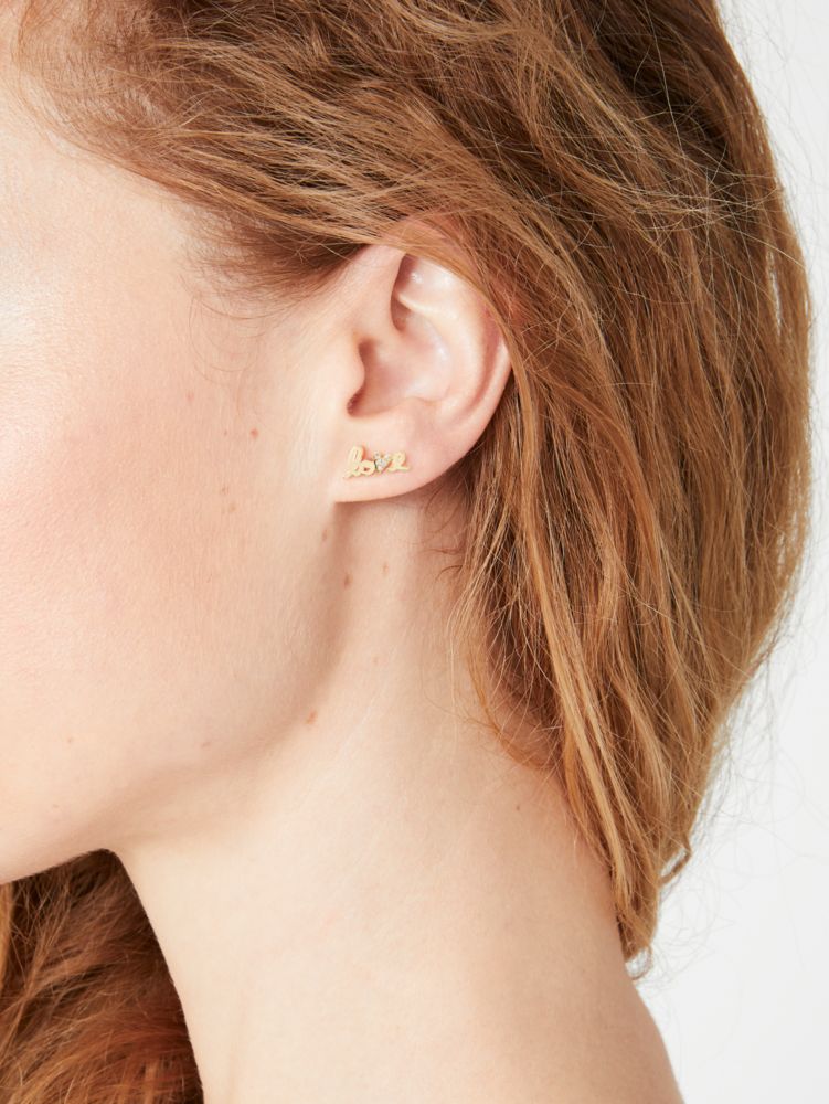 Say Yes Love Always Asymmetrical Studs, Clear/Gold, Product