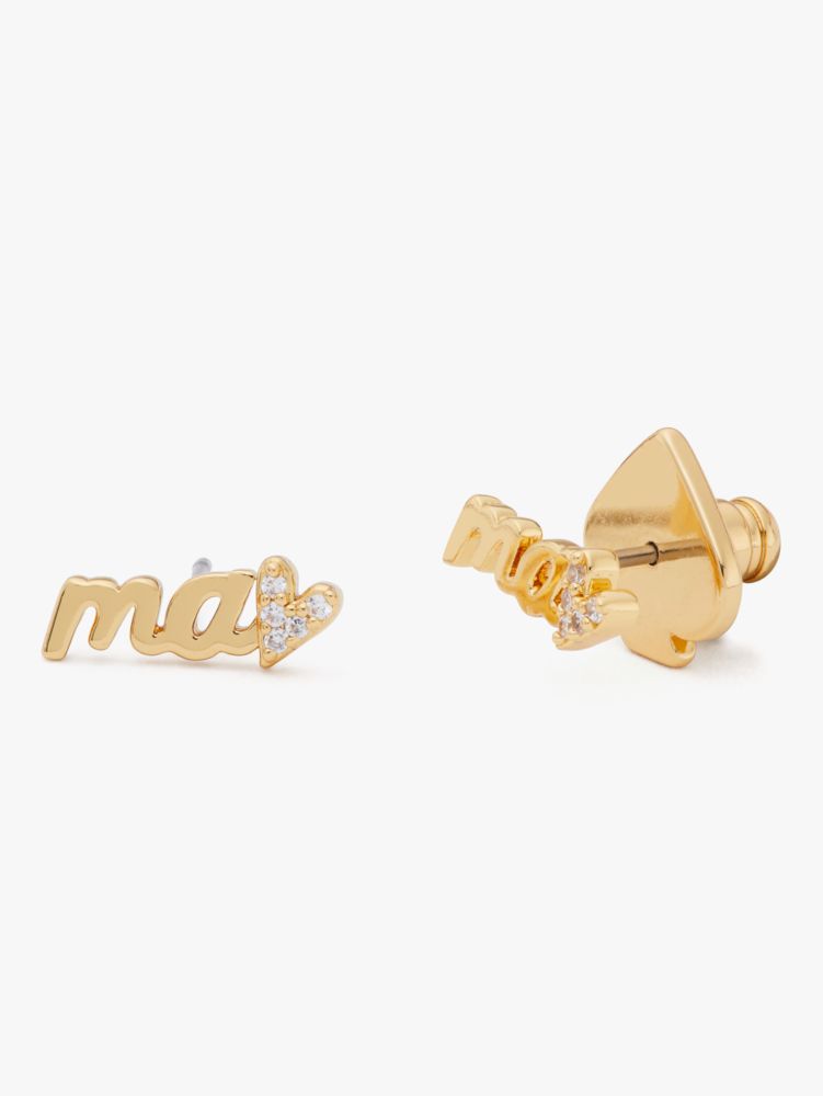 love you, mom mama mini boxed studs, CLEAR/GOLD, ProductTile