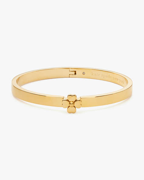 Heritage Spade Flower Metal Thin Hinged Bangle, Gold, ProductTile