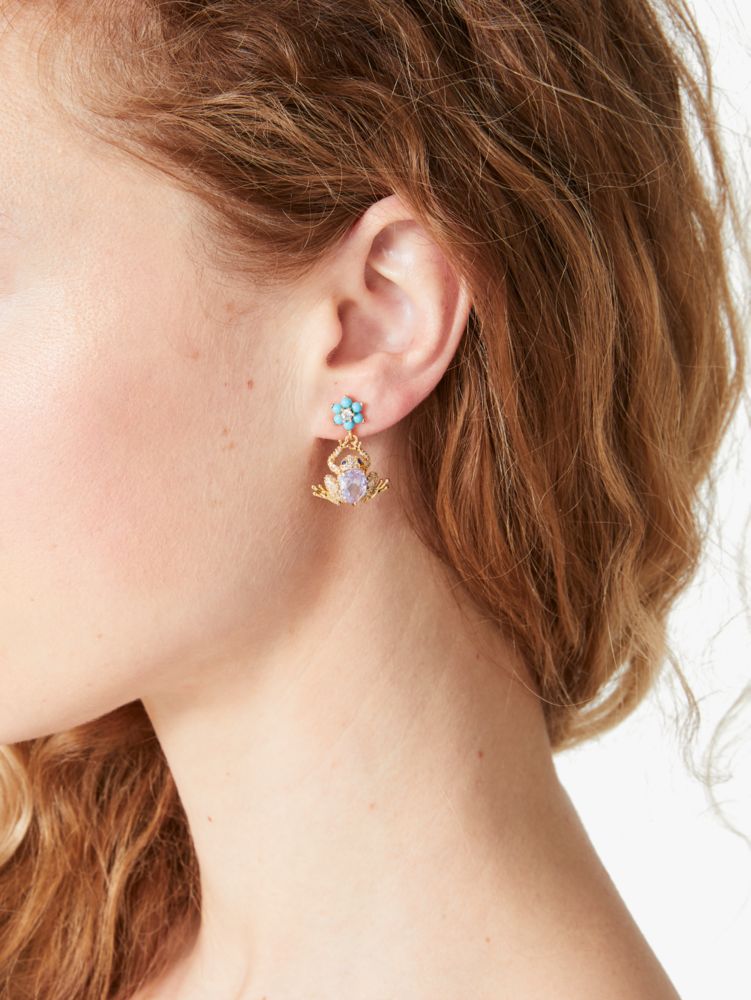 Women's blue multi nature walk frog drop earrings | Kate Spade New York UK