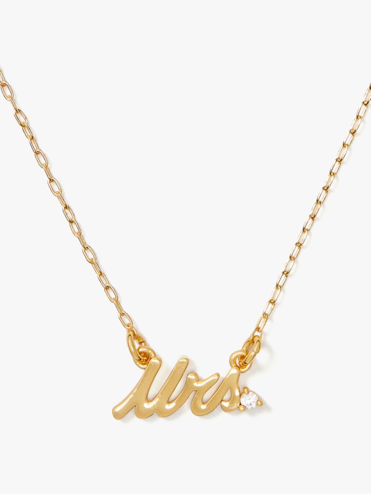 Shop Kate Spade Say Yes Mrs Necklace In Clear/gold