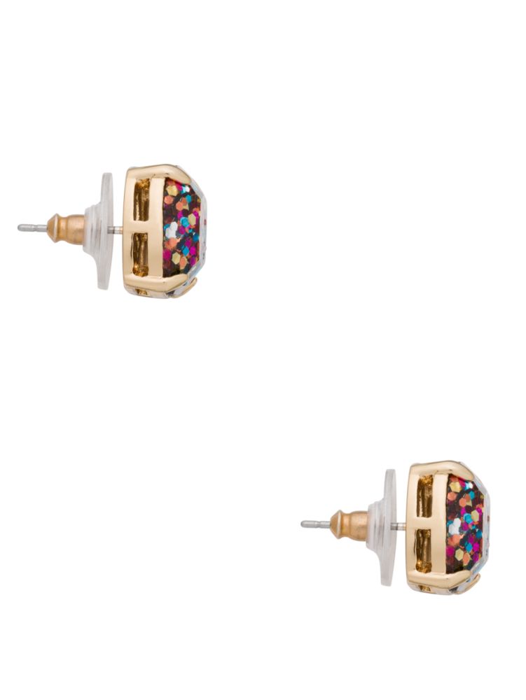 kate spade small square studs multi glitter
