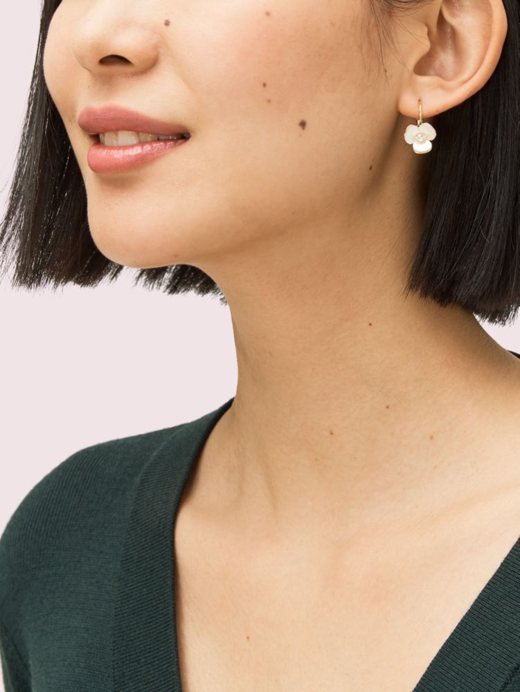 kate spade disco pansy leverback earrings