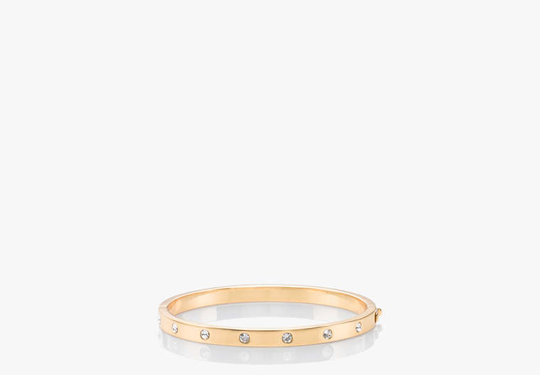 Set In Stone Hinged Bangle, Clear/Gold, Product