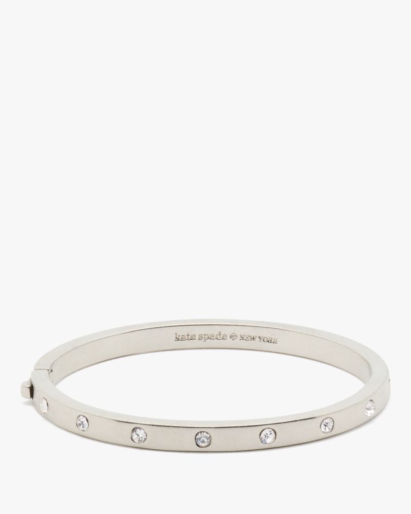 Kate Spade Set in Stone Hinged Bangle - Clear/Silver