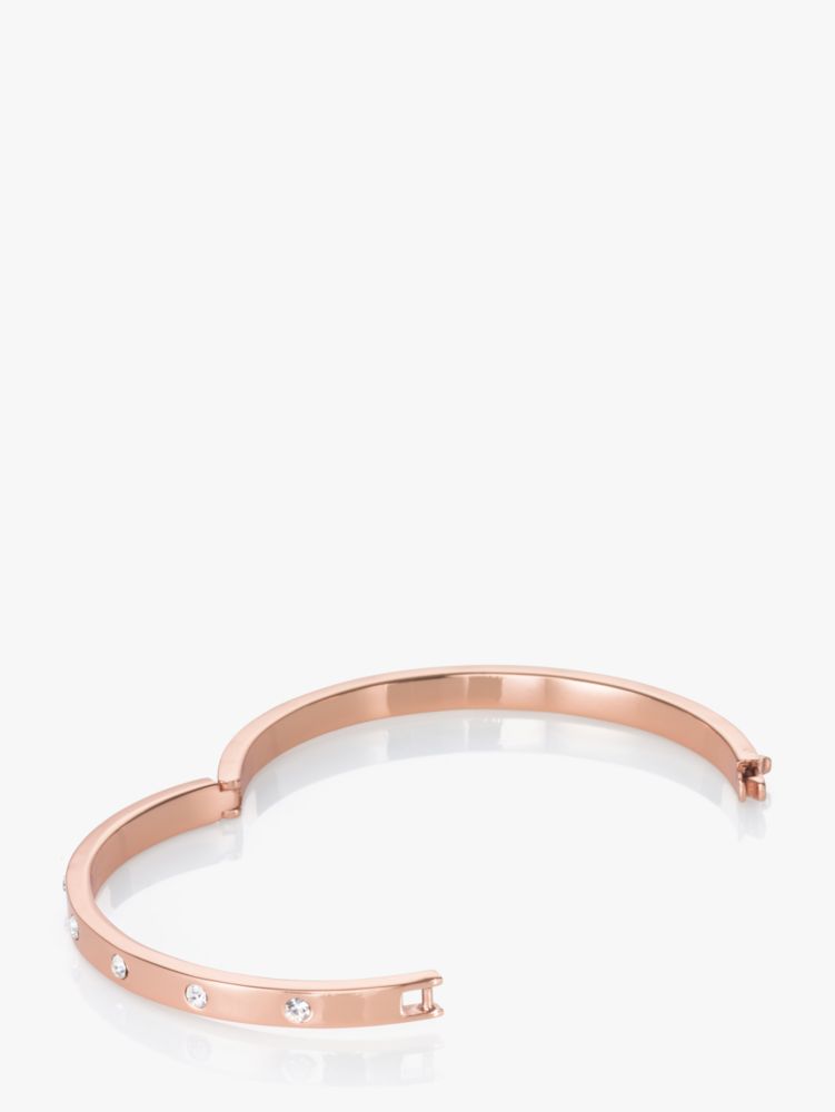 Set In Stone Hinged Bangle, Clear/Rose Gold, Product