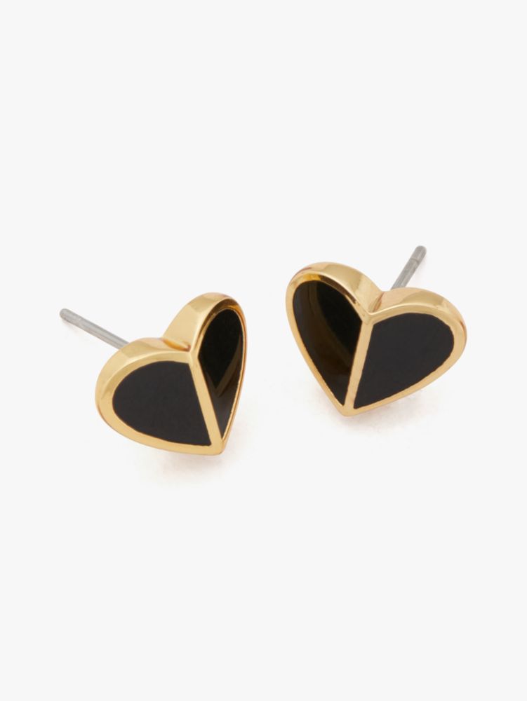 Heritage Spade Small Heart Studs, Black, ProductTile