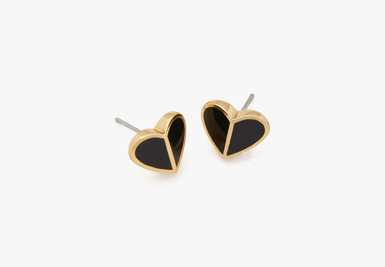Heritage Spade Small Heart Studs, Black, Product