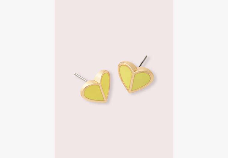Kate Spade,heritage spade small heart studs,earrings,Yellow