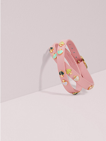 Women's pink multi heritage spade double wrap leather bracelet | Kate Spade  New York UK