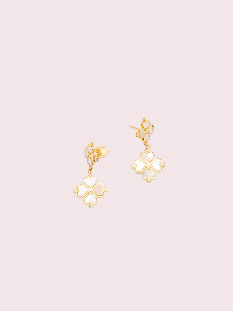 Legacy Logo Demi Fine Spade Flower Drop Studs, Cream Multi, Product