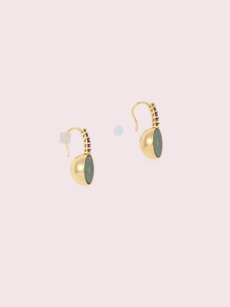 Reflecting Pool Pavé Round Drop Earrings, Mint Frosting, Product