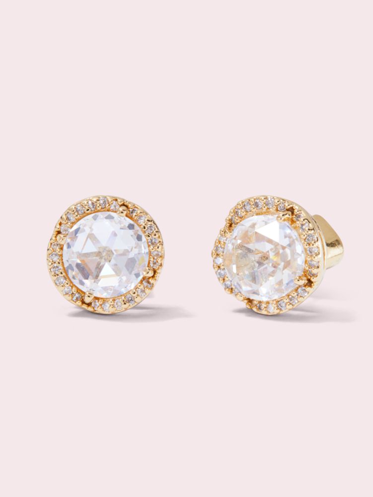 That Sparkle Pavé Round Large Studs, Clear/Gold, Product