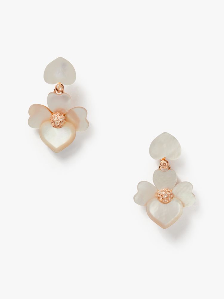 Precious Pansy Drop Earrings, Cream Multi/Rose Gold, Product