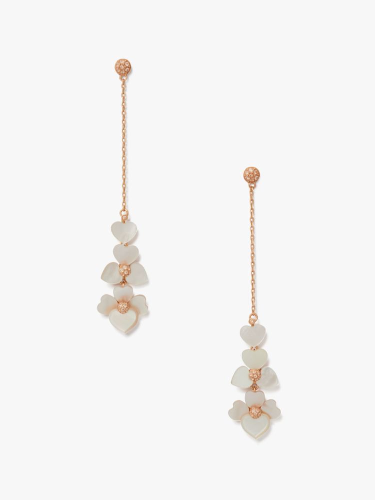 Precious Pansy Linear Earrings, Cream Multi/Rose Gold, ProductTile