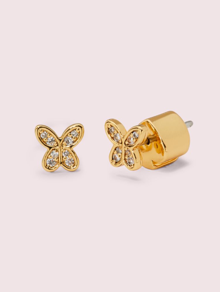 In A Flutter Pavé Mini Studs, Clear/Gold, Product