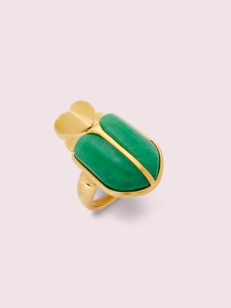 Love Bugs Beetle Statement Ring, Deep Jade, Product