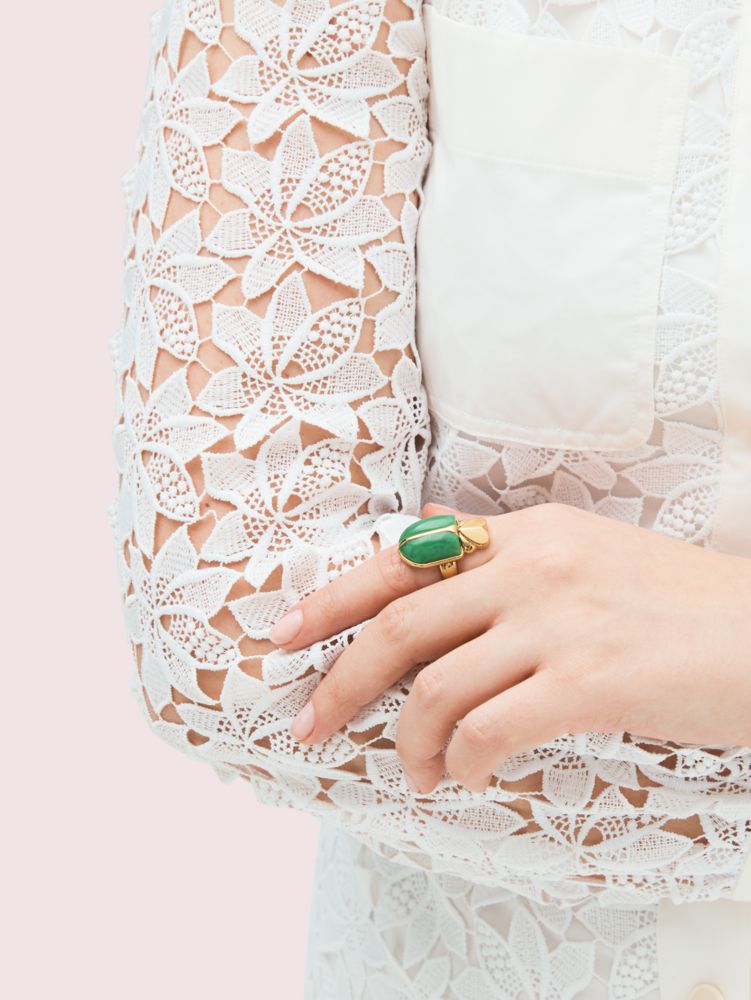 Love Bugs Beetle Statement Ring, Deep Jade, Product