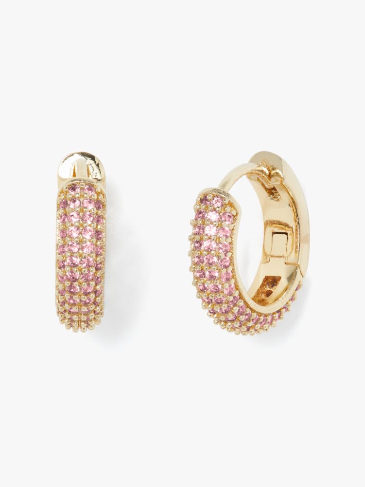 Brilliant Statements Pavé Mini Hoops, Pink, Product